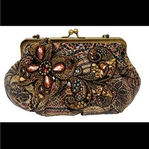 NWT Mary Frances Embellished Beaded Bag - Brown and Gold